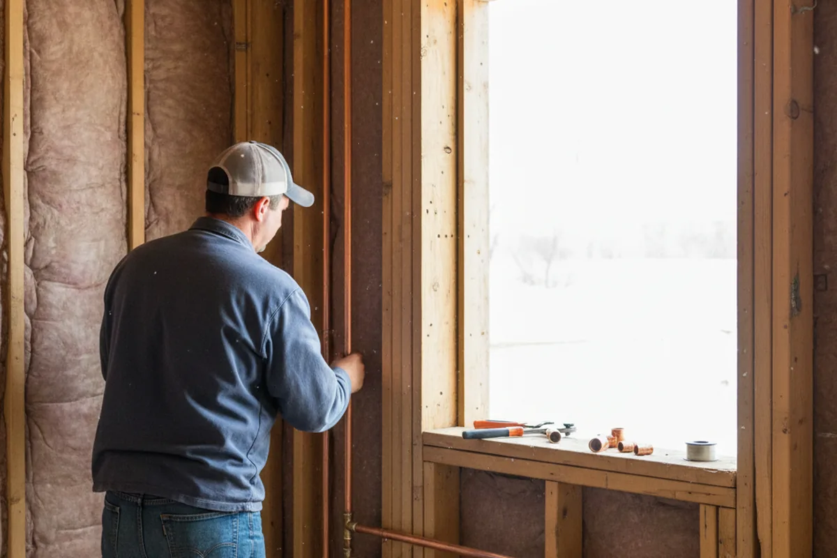 Licensed plumber running new copper supply lines in a Springdale home